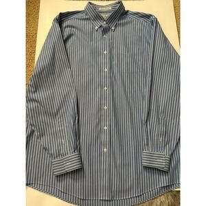 LL‎ Bean Mens XL Tall Blue Stripe Button Down Shirt Wrinkle Resistant Cotton